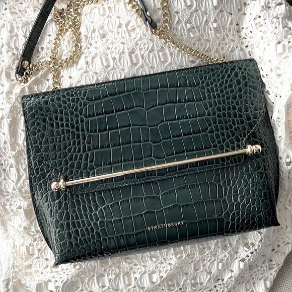 Strathberry Stylist Clutch Bag (Green Croc) - Picture 3 of 13